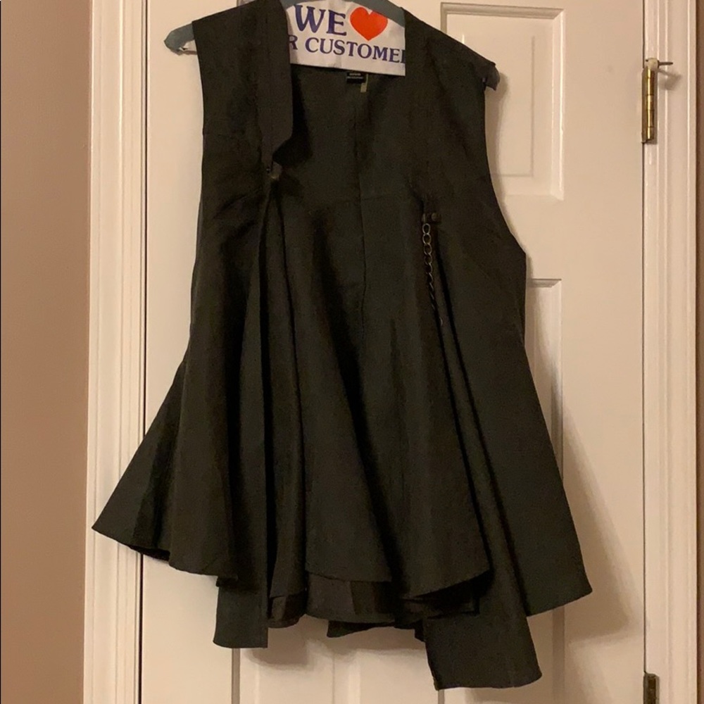 Faux Suede Army green peplum vest